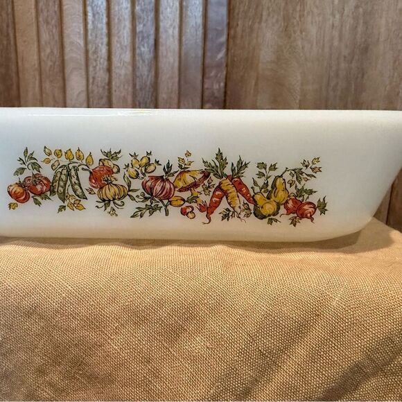 Vintage Anchor Hocking Harvest Vegetables 1 Quart Loaf Pan Dish - Picture 2 of 11